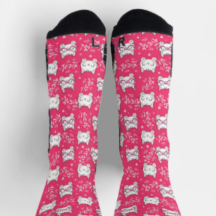 Chaussette Chat mignon avec chaussettes roses Motif Feline