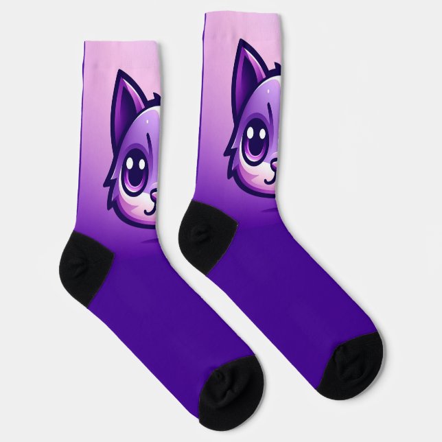 Chaussette Chat mignon pourpre (Droite)