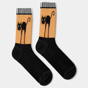 Chaussette Chat noir drôle d'Halloween