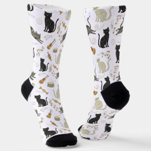Chaussette Chat noir et blanc Notes Chaussettes