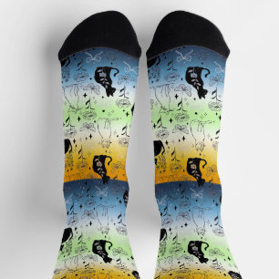 Chaussette Chat noir mystique et ensorcelant - Fierté AroAce