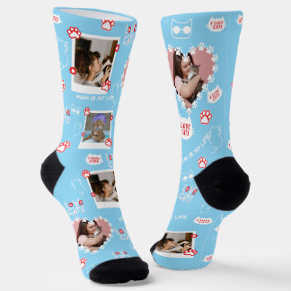 Chaussette Chat Personnalisé Photo Collage Chaussettes Avec N