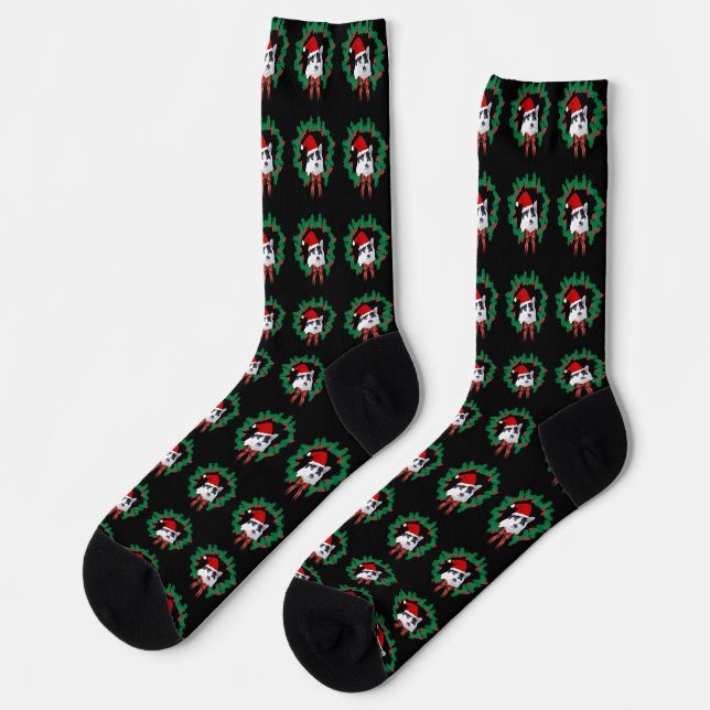 Chaussette Chat portant le Santa Hat Motif (Gauche)
