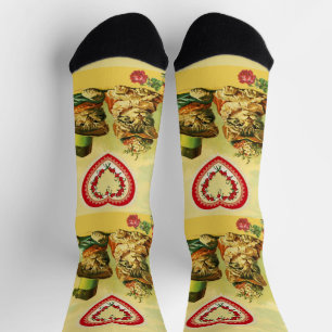 CHAUSSETTE CHATS DE LA SAINT-VALENTIN DRÔLES À L'ANCIENNE MOD