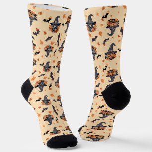 Chaussette Chats Mignons Chauve-Souris & Citrouilles Hallowee