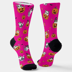 Chaussette Chats mignons et Chaussettes d'Halloween Citrouill