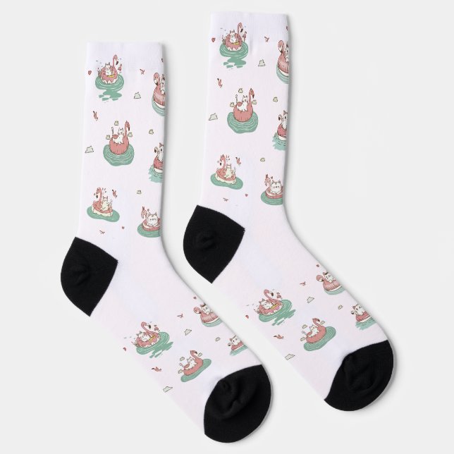 Chaussette Chats sur anneaux gonflables Chaussettes d'équipag (Droite)