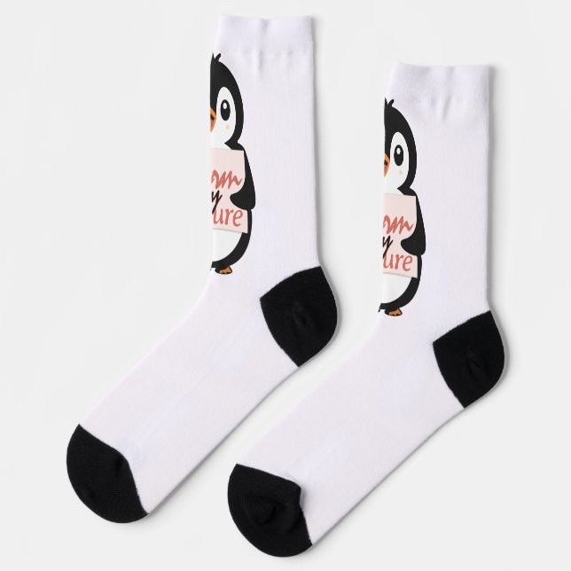 Chaussette Chaud par nature : Adorable Manchot avec Texte Lud (Gauche)