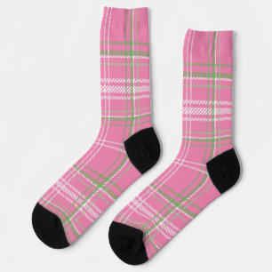 Chaussette Chaussettes à carreaux rose vert blanc pour dames