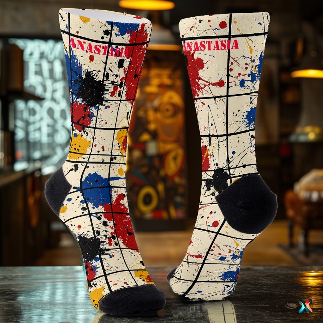 Chaussette Chaussettes à éclaboussures de peinture abstraite  (Créateur téléchargé)