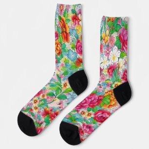Chaussette Chaussettes à fleurs colorées vintage