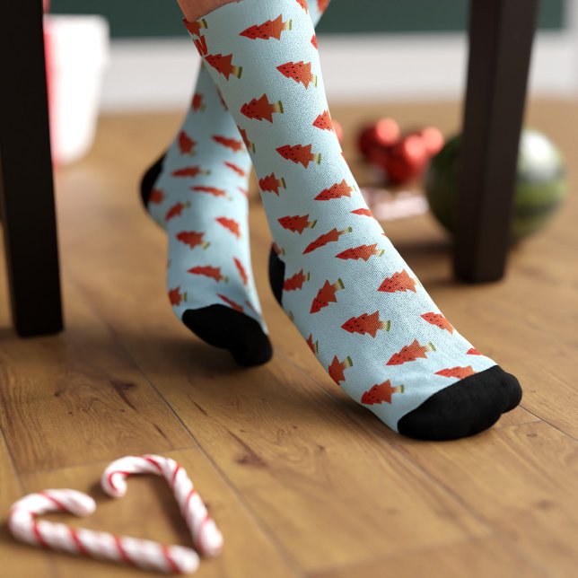 Chaussette Chaussettes à monogramme mignon motif arbre de pas (Fun watermelon christmas tree pattern socks because why not. Just add your initial)