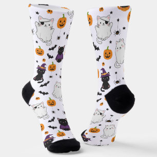 Chaussette Chaussettes à motif de chats et de citrouilles Hal
