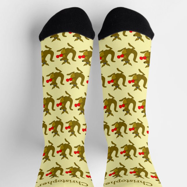 Chaussette Chaussettes à motif kangourou boxant (Haut)