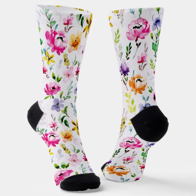Chaussette Chaussettes à motifs floraux à fleurs lunaires (Angulaire)