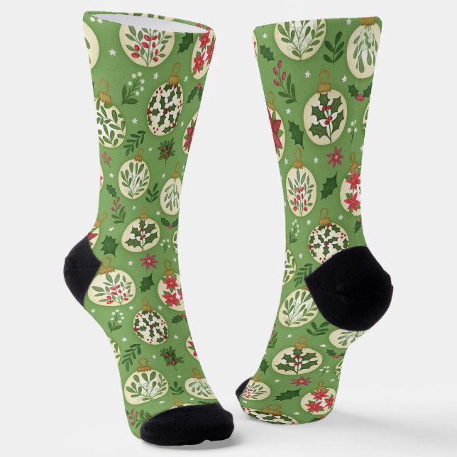 Chaussette Chaussettes à ornements de Noël dessinés à la main (Angulaire)