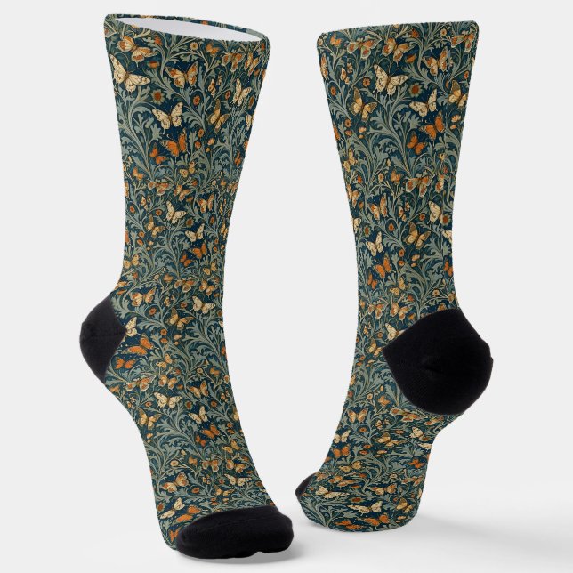 Chaussette Chaussettes à papillons inspirées William Morris (Angulaire)