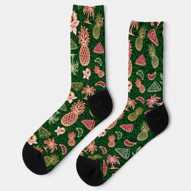 Chaussette Chaussettes à pizza tropicale de style hawaïen (Gauche)