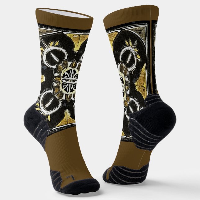 Chaussette Chaussettes Abstrait Noir Or Motif (Angulaire)