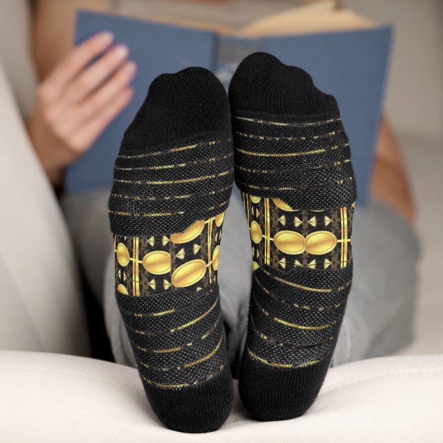 Chaussette Chaussettes Abstrait Noir Or Motif (Fond)