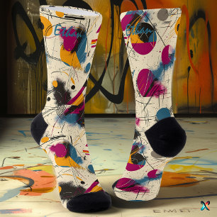 Chaussette Chaussettes Abstraites Audacieuses en Magenta, Ora