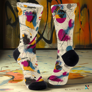 Chaussette Chaussettes Abstraites Audacieuses en Magenta, Ora