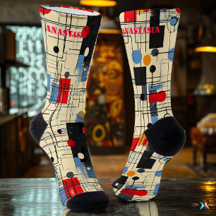 Chaussette Chaussettes Abstraites Contemporaines avec Géométr