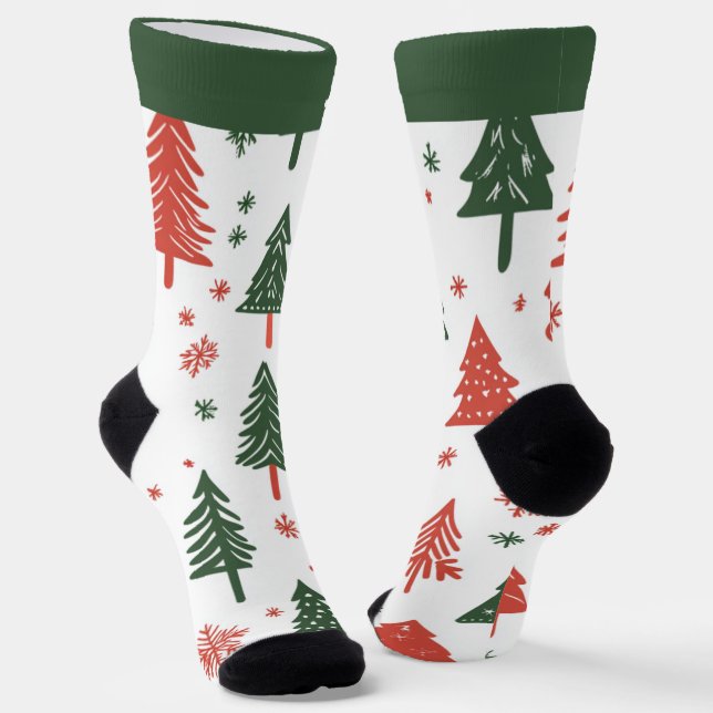 Chaussette Chaussettes Abstraites d'arbre de Noël avec nom (Angulaire)
