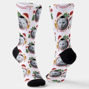 Chaussette Chaussettes amusantes à motif de Noël avec photo d