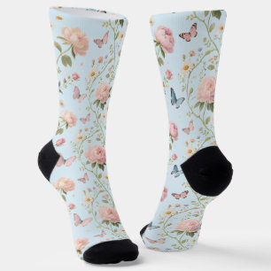 Chaussette Chaussettes aquarelle papillon floral