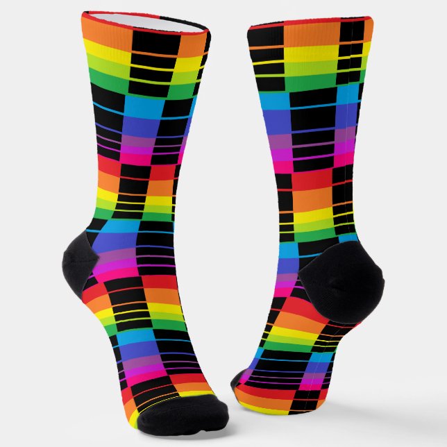 Chaussette Chaussettes Arc-En-Ciel Avec Style Plaid Noir (Angulaire)