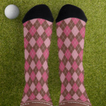 Chaussettes Argyle Rose sur Fond Brun avec votre p