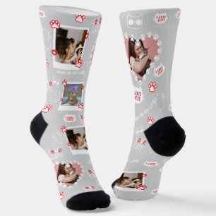 Chaussette Chaussettes avec collage de photos de chat personn