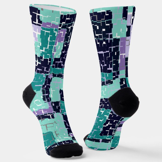 Chaussette Chaussettes avec Motif Abstrait vert pourpre et no (Angulaire)
