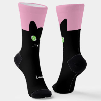 Chaussette Chaussettes avec photo de chat noir personnalisée