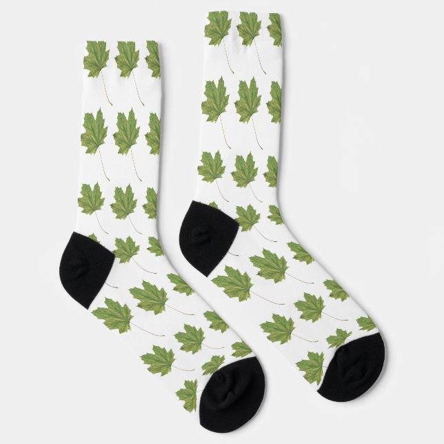 Chaussette Chaussettes blanches Feuilles vertes (Droite)