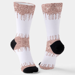 Chaussette Chaussettes blanches rose Parties scintillant or