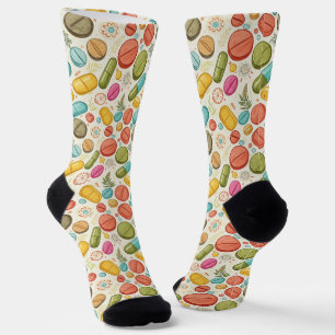Chaussette Chaussettes Boho en pharmacie avec fleurs et pilul
