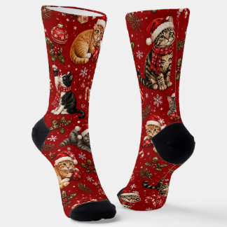 Chaussette Chaussettes Cadeau pour Amoureux de Chats de Noël,