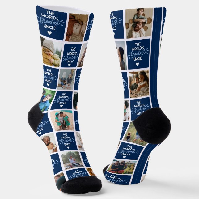 Chaussette Chaussettes Collage Photo Uncle Blue du monde (Angulaire)