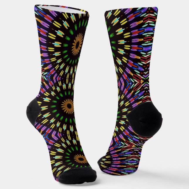 Chaussette Chaussettes colorées Funky Mandala Art (Angulaire)
