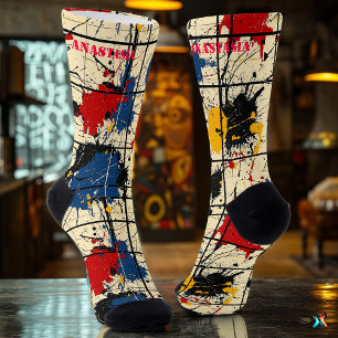 Chaussette Chaussettes d'art éclatantes avec design abstrait