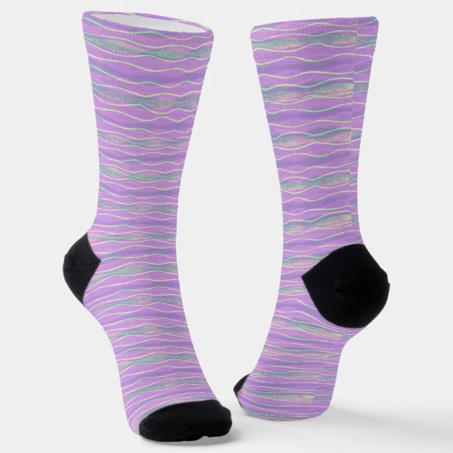 Chaussette Chaussettes d'art en bande violet et vert (Angulaire)