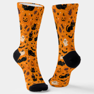 Chaussette Chaussettes de chat d'Halloween, chat noir effraya