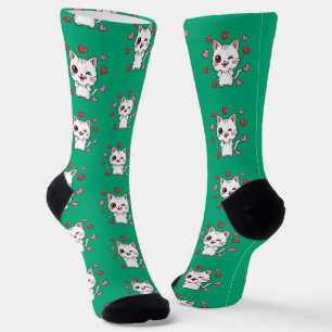 Chaussette Chaussettes de chat mignonnes avec Coeurs - Cadeau