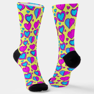 Chaussette Chaussettes de coeur bleu et rose