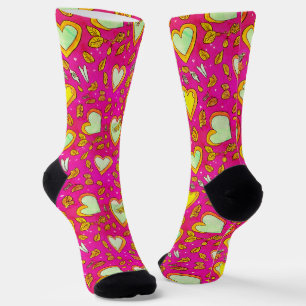 Chaussette Chaussettes de coeur jaune