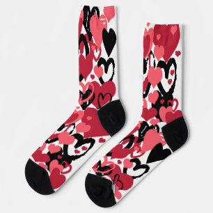 Chaussette chaussettes de coeur noir rose