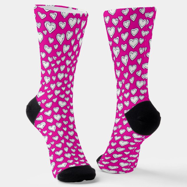 Chaussette Chaussettes de coeur rose amusant (Angulaire)