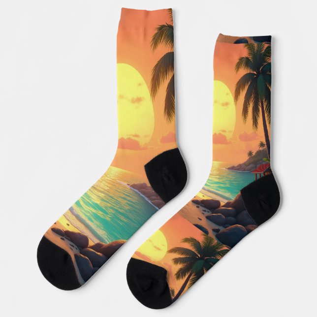 Chaussette Chaussettes de coucher de soleil tropicale (Gauche)